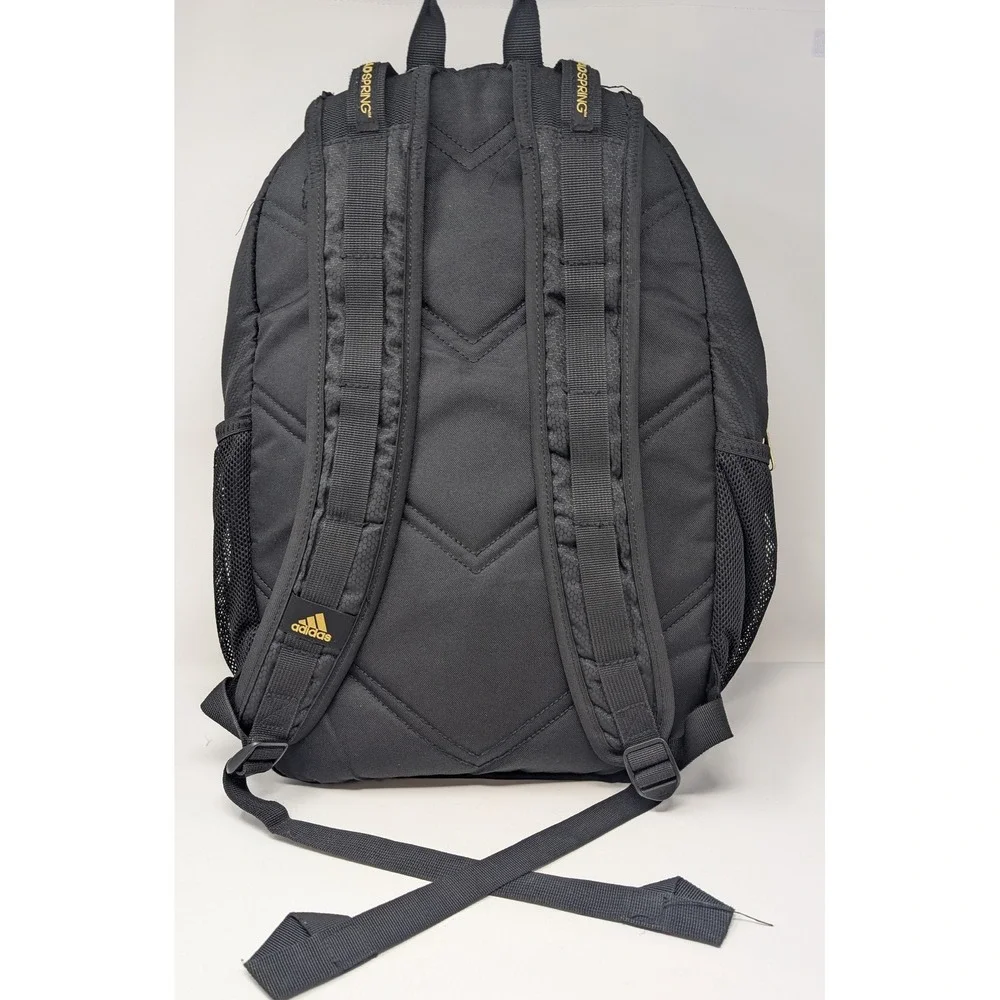 Adidas Backpack LoadSpring Black Gold Honeycomb Ripstop School Sports Bag NICE!